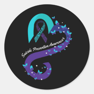 Heart Butterfly Suicide Awareness Mental Health 1  Classic Round Sticker