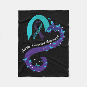 Heart Butterfly Suicide Awareness Mental Health  Fleece Blanket