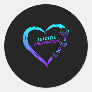 Heart Butterfly Suicide Prevention Awareness  Classic Round Sticker
