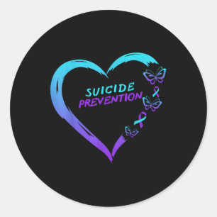 Heart Butterfly Suicide Prevention Awareness Classic Round Sticker