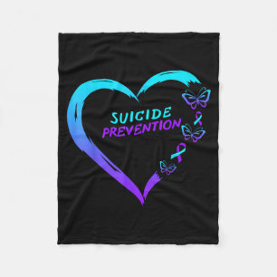 Heart Butterfly Suicide Prevention Awareness  Fleece Blanket