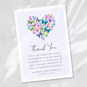 Heart Butterfly Sympathy Funeral Thank You Card