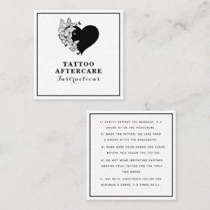 Heart & Butterfly Tattoo Aftercare Instructions Square Business Card