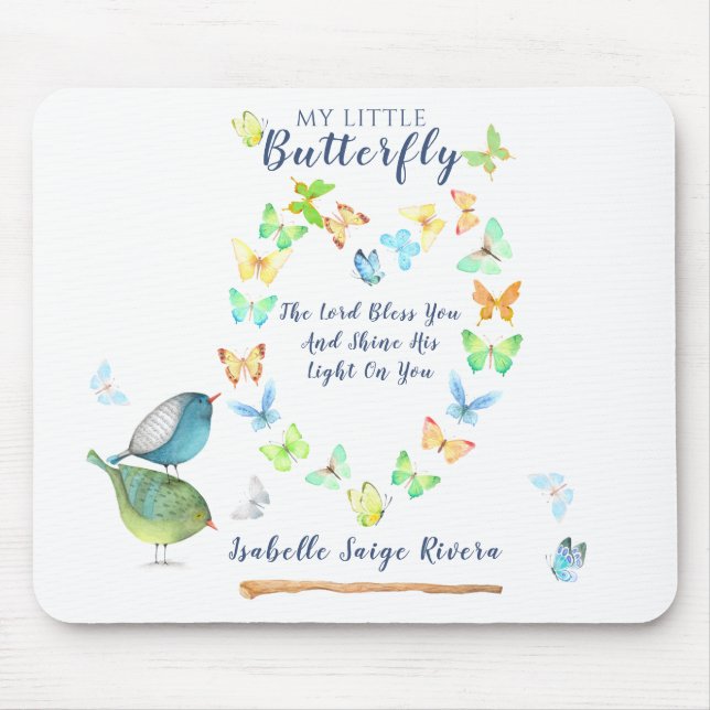 Heart Butterfly The Lord Bless You Mouse Pad (Front)