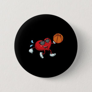 Heart Bysketbyll Valentines Day Cool V-day Pajama 6 Cm Round Badge