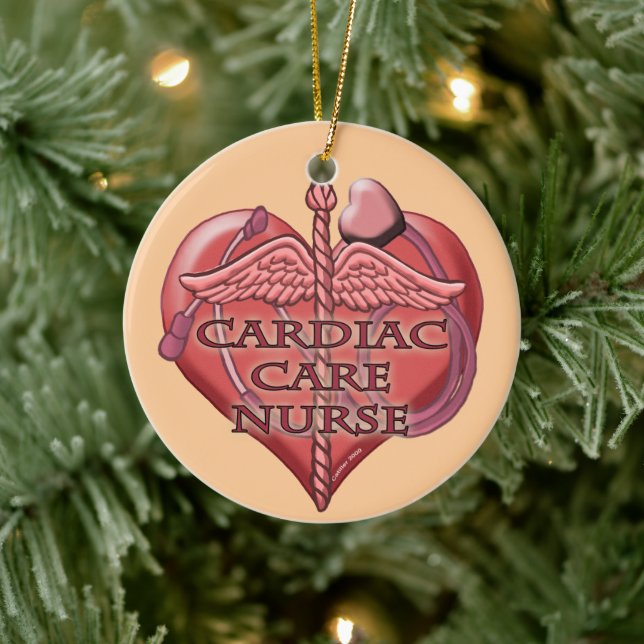Heart Caduceus Cardiac Care Nurse Ceramic Tree Decoration (Tree)