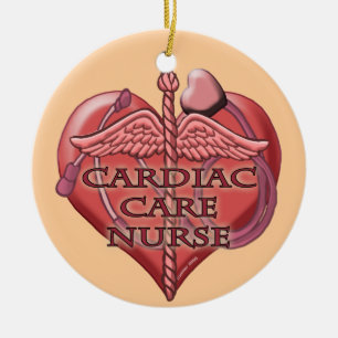 Heart Caduceus Cardiac Care Nurse Ceramic Tree Decoration