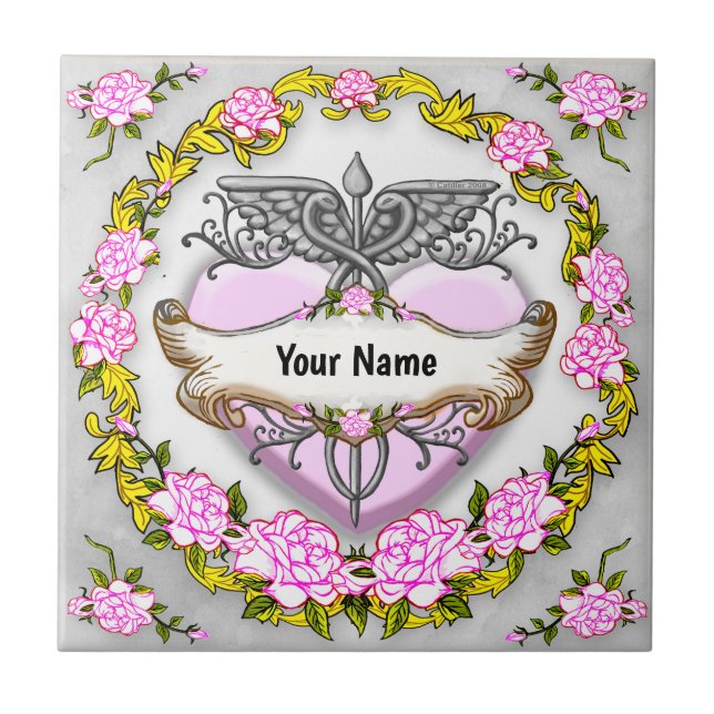 Heart Caduceus  Tile (Front)