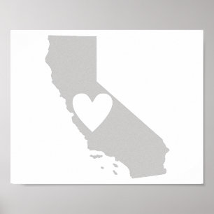 Heart California state silhouette Poster