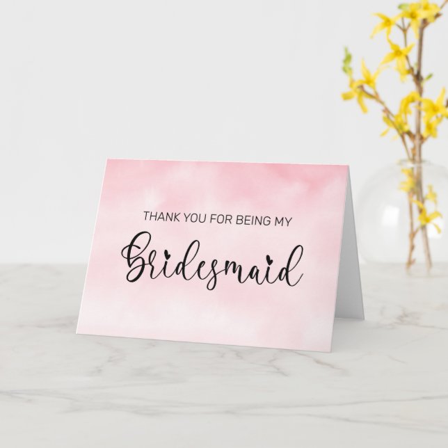 Heart Calligraphy Bridesmaid Thank You Card (Yellow Flower)