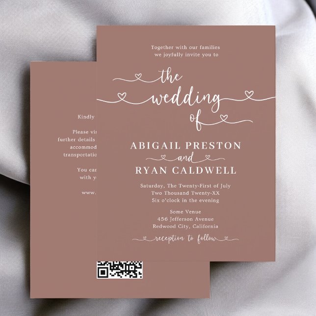 Heart Calligraphy Budget Brown Wedding Postcard (Creator Uploaded)