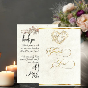 Heart & Calligraphy - Cream Thank You Card