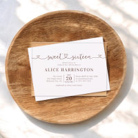 Heart Calligraphy Minimalist Brown Sweet 16