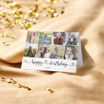Heart Calligraphy Photo Happy Birthday Card<br><div class="desc">Modern Happy Birthday greeting card features 10 photos. 8 on the front,  1 inside and 1 on the back of the card.</div>