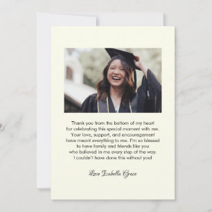 Heart Calligraphy Script Graduation Thank You Card