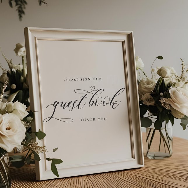 Heart Calligraphy Wedding Guest Book Sign (Creator Uploaded)