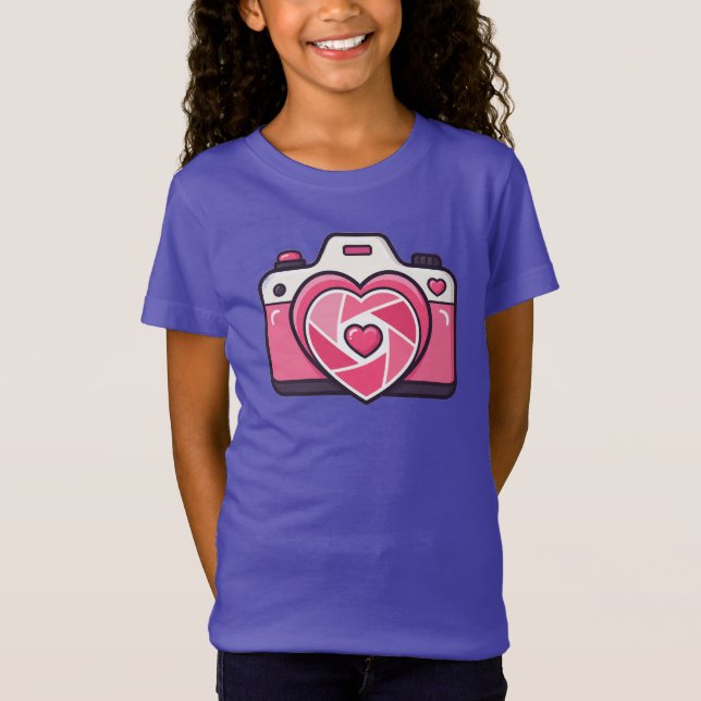 Heart Camera Kids T-Shirt (Front)