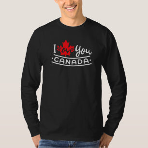 Heart Canada Day Maple Leaf I Love You Canada T-Shirt