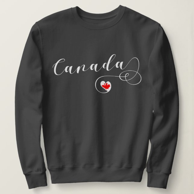 Heart Canada Sweatshirt, Canadian Flag Sweatshirt (Design Front)