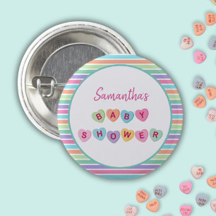 Heart candy baby shower 3 cm round badge