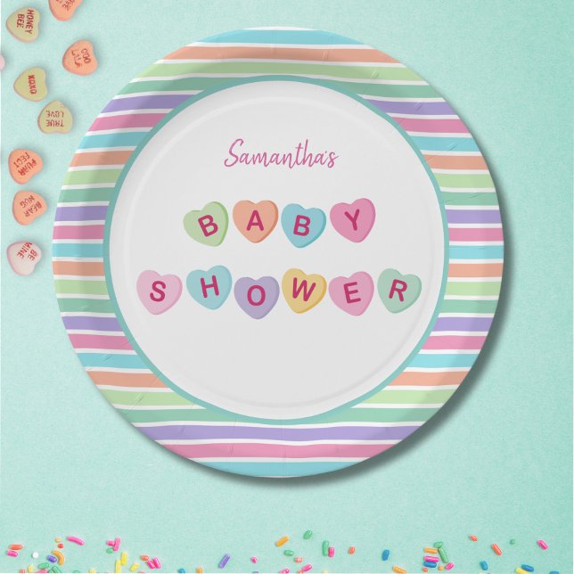 Heart candy baby shower paper plate (Creator Uploaded)