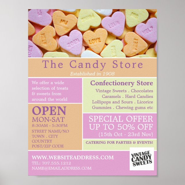 Heart Candy, Confectionery Supplies Advertising Poster (Front)