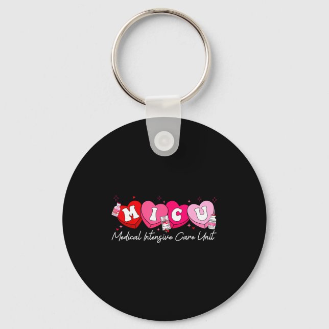 Heart Candy Micu Nurse Valentine's Day Medical Cri Key Ring (Front)