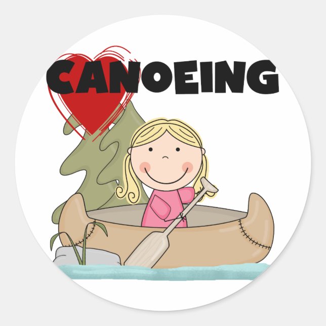 Heart Canoeing Tshirts and Gifts Classic Round Sticker (Front)