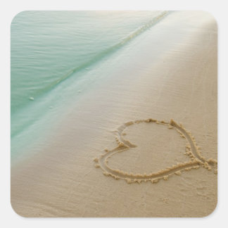 Heart Carded In The Sand Square Sticker
