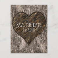 Heart Carved Tree Trunk Rustic Save The Date