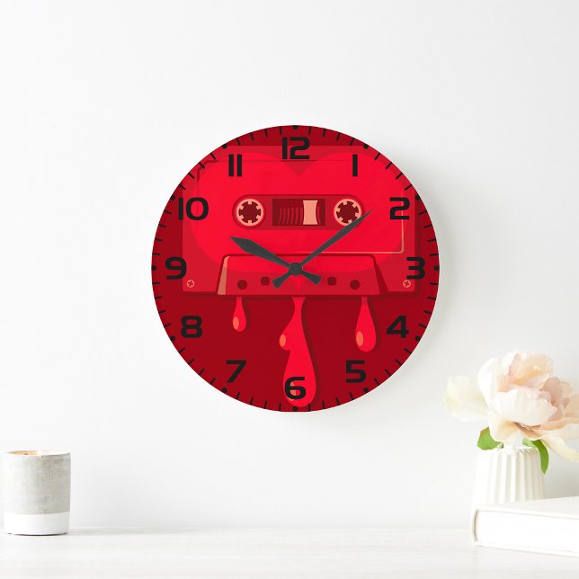 Heart Cassette Tape with Melting Drips Large Clock (Creator Uploaded)