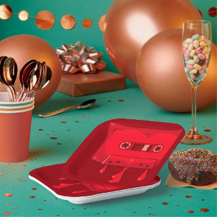 Heart Cassette Tape with Melting Drips Paper Plate