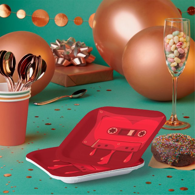 Heart Cassette Tape with Melting Drips Paper Plate (Creator Uploaded)