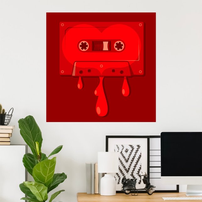 Heart Cassette Tape with Melting Drips Poster (Creator Uploaded)