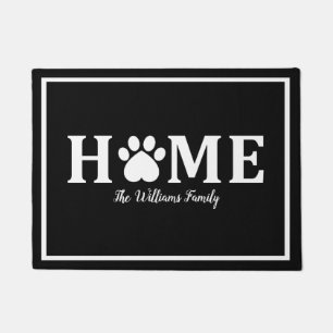 Heart Cat Paw Print - HOME- Personalised Doormat