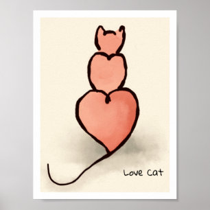 Heart Cat Poster
