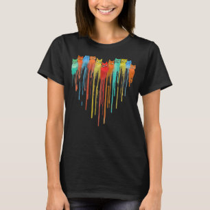 Heart Cat  Rainbow Cat  Colourful Cat T-Shirt
