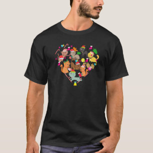 Heart Cat Santa Candy Ornaments Christmas Cat 4 T-Shirt