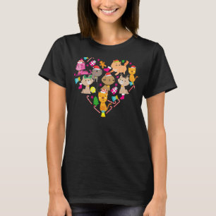 Heart Cat Santa Candy Ornaments Christmas Cat T-Shirt