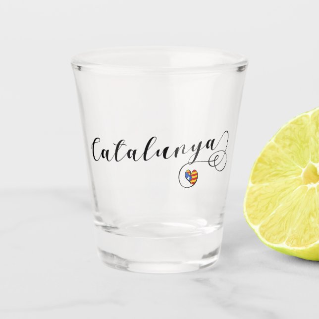 Heart Catalunya, Catalonia Estelada Shot Glass (Front)