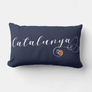 Heart Catalunya Flag, Catalan Estelada Lumbar Cushion