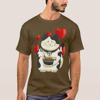 Heart Cats Ramen Noodles Anime Japanese Cute Kitte T-Shirt