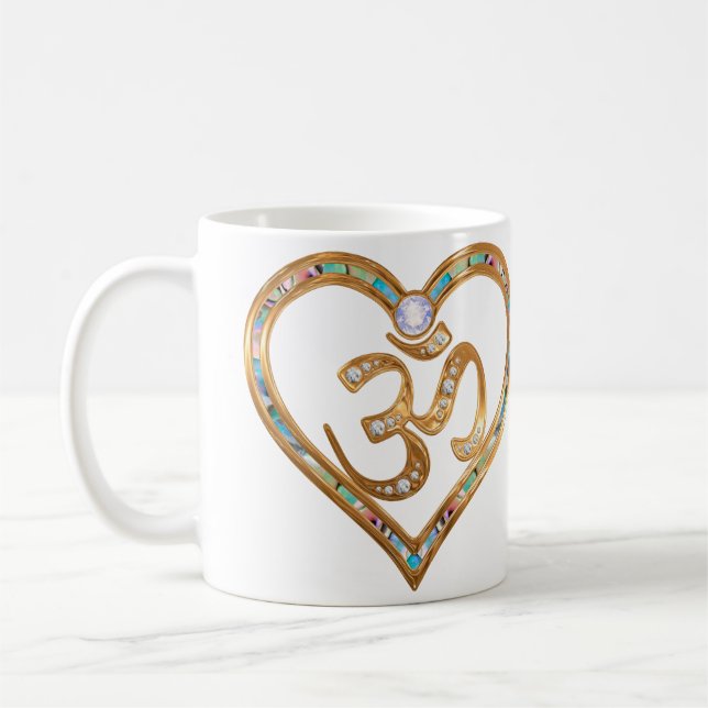 Heart centred in OM Coffee Mug (Left)