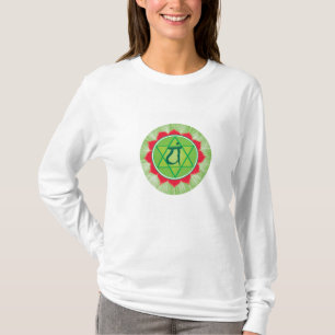 Heart Chakra Anahata Long Sleeve T-Shirt, White T-Shirt
