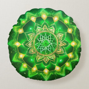 Heart Chakra Green Mandala Meditation Round Cushion