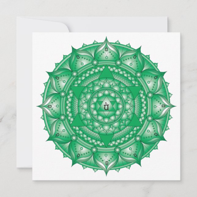 Heart Chakra Green Mandala Square Note Card (Front)