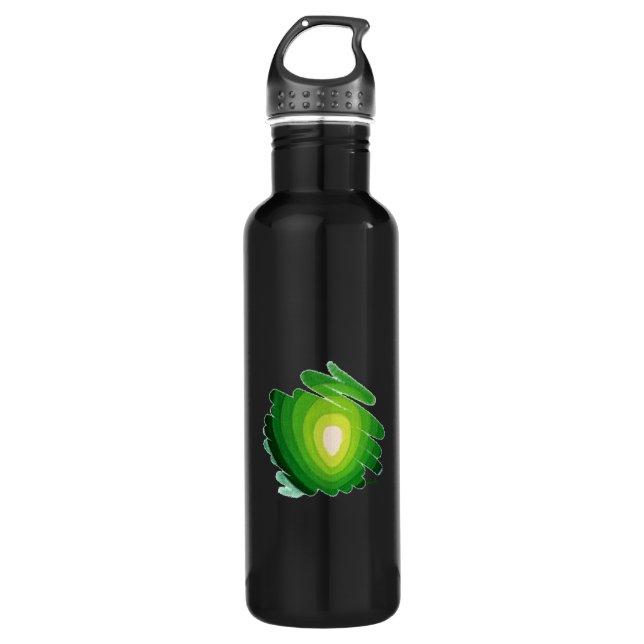 Heart Chakra Green on Black Water Bottle (Front)