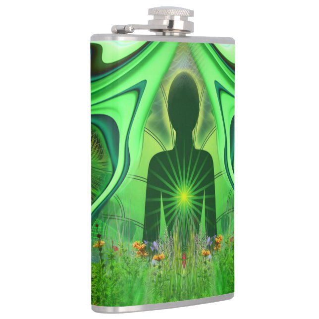 Heart Chakra - Symbol of Hidden Worlds  Hip Flask (Right)