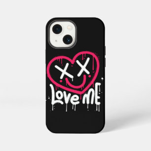 heart character with dead eyes and smile sprayed iPhone 13 mini case