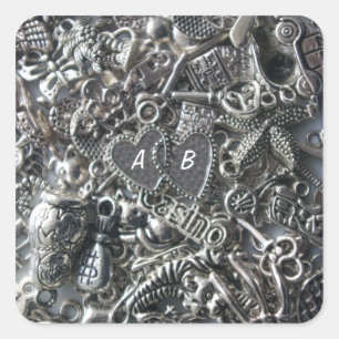 Heart charms square sticker